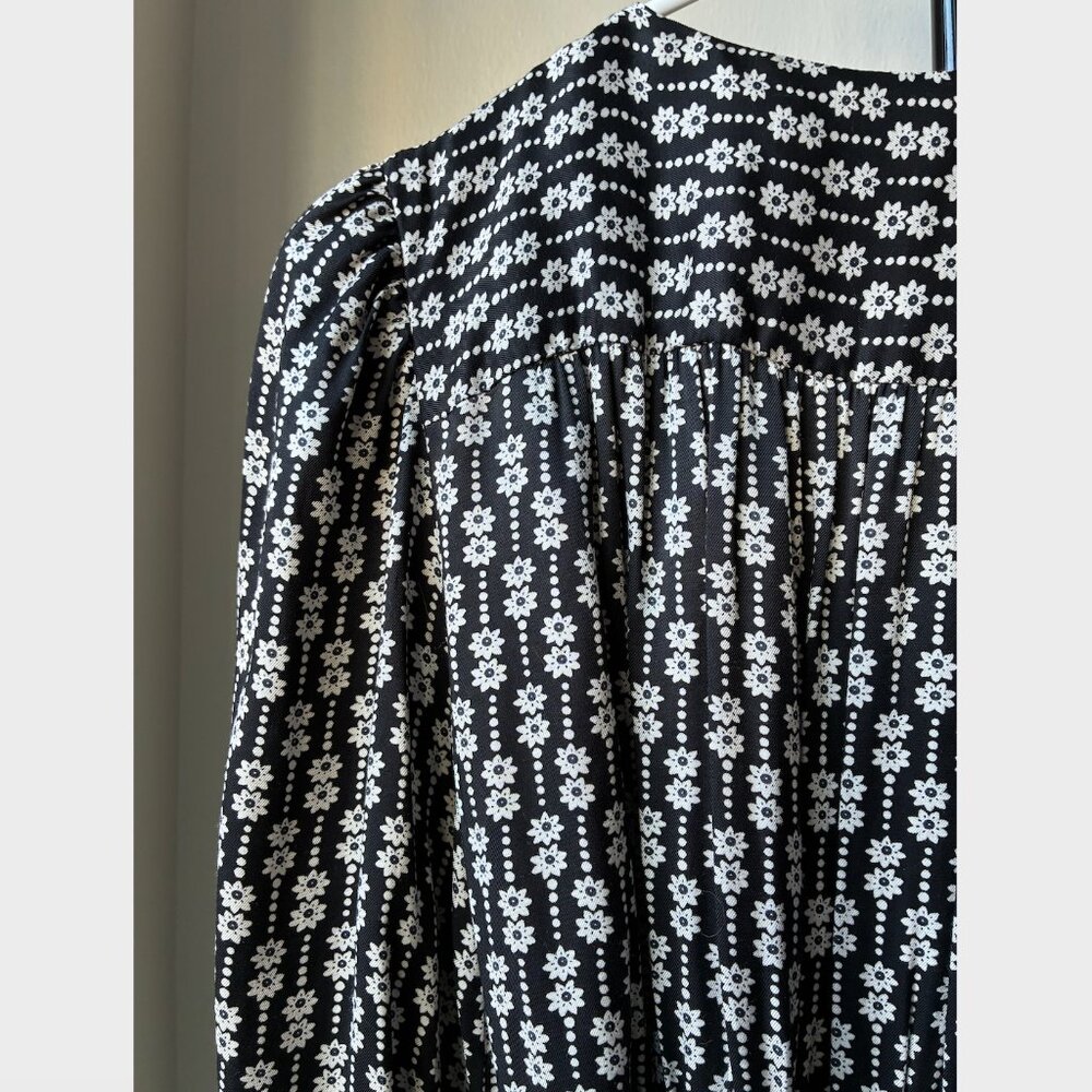 Sandro Black and White Floral Belted Maxi Wrap Dress - Size EU 36 - Picture 8 of 12